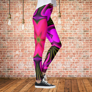 Psychedelische Hippie-Blume Rosa und Lila Leggings
