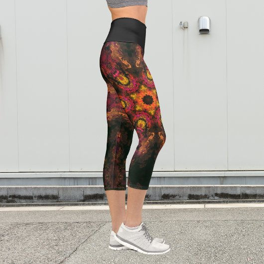 Psychedelische Hippie Gelb Leggings Rot und Orange