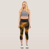 Psychedelische Hippie Gelbe und Schwarze Leggings (Vorderseite)