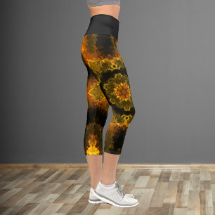 Psychedelische Hippie Gelbe und Schwarze Leggings