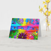 Psychedelische Hippie-Grußkarte der 70er Jahre Karte (Gelbe Blume)