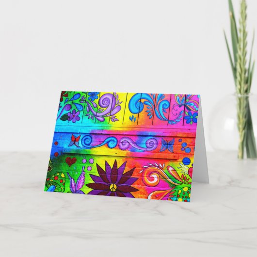 Psychedelische Hippie-Grußkarte der 70er Jahre Karte (Vorderseite)