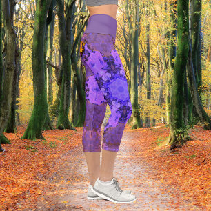 Psychedelische Hippie Lila und gelbe Leggings