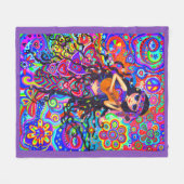 Psychedelische Hippie Mermaid Girl Guitar Niedlich Fleecedecke (Vorderseite (Horizontal))