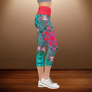 Psychedelische Hippie Pink Aquamarine und blaue Le Capri Leggings
