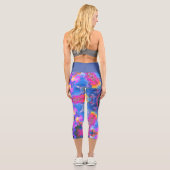 Psychedelische Hippie Pink Blau- und Gelbe Legging (Rückseite)