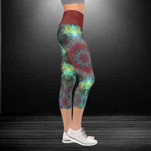 Psychedelische Hippie Red Blue und Gelbe Leggings