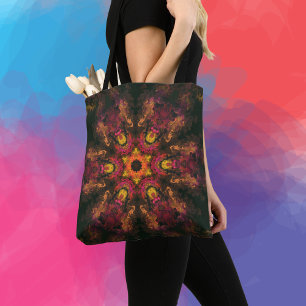 Psychedelische Hippie Rot Gelb und Orange Tasche