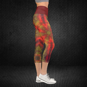 Psychedelische Hippie Rot und Gelbe Leggings