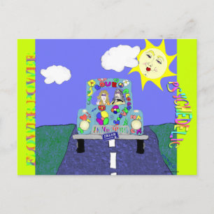 Psychedelische Hippies und bemalte Autopostkarte Postkarte