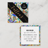 Psychedelische Illustration Tattoo Artist Creative Quadratische Visitenkarte (Vorne/Hinten)