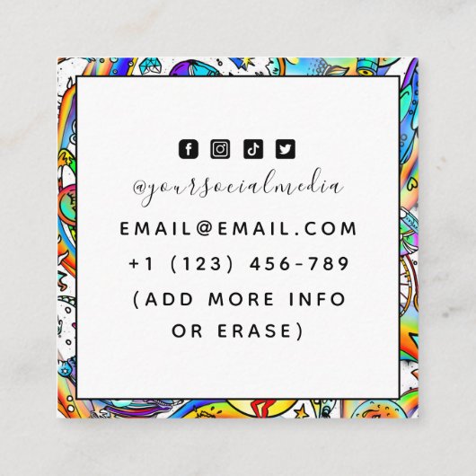 Psychedelische Illustration Tattoo Artist Creative Quadratische Visitenkarte (Rückseite)
