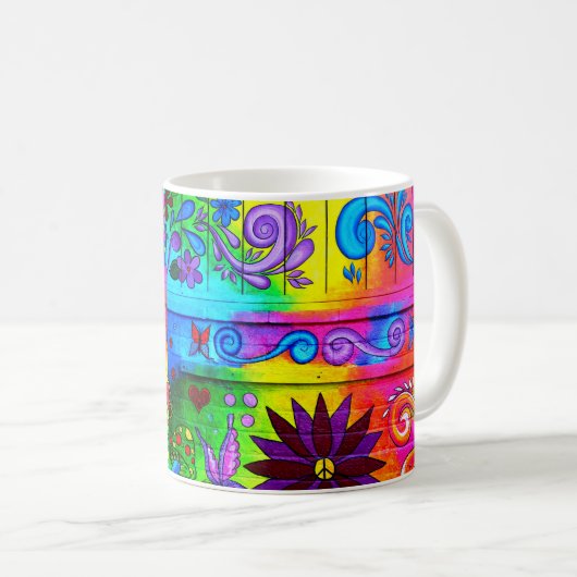 psychedelische Kaffee-Tasse des Hippie Kaffeetasse (VorderseiteRechts)