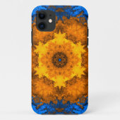 Psychedelische Kaleidoskop-Blume Gelb und Blau Case-Mate iPhone Hülle (Rückseite)