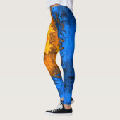 Psychedelische Kaleidoskop-Blume Gelb und Blau Leggings (Links)