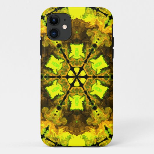 Psychedelische Kaleidoskop-Blume Gelb und Grün Case-Mate iPhone Hülle (Rückseite)