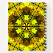 Psychedelische Kaleidoskop-Blume Gelb und Grün Notizblock (Rückseite)