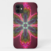Psychedelische Kaleidoskop-Blume grün und rosa Case-Mate iPhone Hülle (Rückseite)