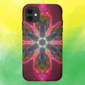 Psychedelische Kaleidoskop-Blume grün und rosa Case-Mate iPhone Hülle
