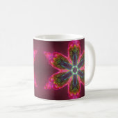 Psychedelische Kaleidoskop-Blume grün und rosa Kaffeetasse (VorderseiteRechts)