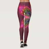 Psychedelische Kaleidoskop-Blume grün und rosa Leggings (Rückseite)