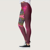 Psychedelische Kaleidoskop-Blume grün und rosa Leggings (Links)