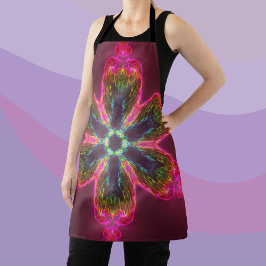 Psychedelische Kaleidoskop-Blume grün und rosa Schürze