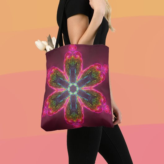 Psychedelische Kaleidoskop-Blume grün und rosa Tasche