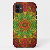 Psychedelische Kaleidoskop-Blume Grün und Rot Case-Mate iPhone Hülle (Rückseite)