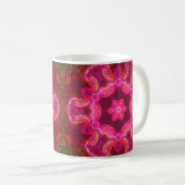 Psychedelische Kaleidoskop-Blume Rosa und Grün Kaffeetasse (VorderseiteRechts)