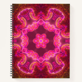 Psychedelische Kaleidoskop-Blume Rosa und Grün Notizblock