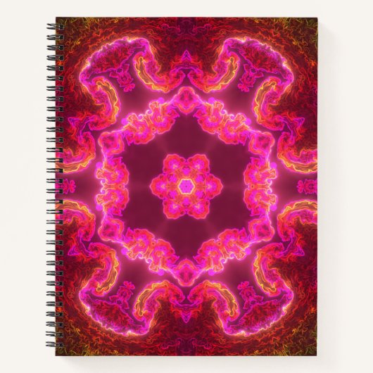 Psychedelische Kaleidoskop-Blume Rosa und Grün Notizblock (Vorderseite)