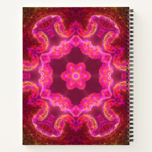 Psychedelische Kaleidoskop-Blume Rosa und Grün Notizblock (Rückseite)