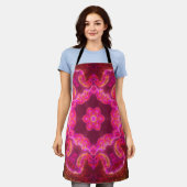 Psychedelische Kaleidoskop-Blume Rosa und Grün Schürze (Getragen)