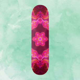 Psychedelische Kaleidoskop-Blume Rosa und Grün Skateboard