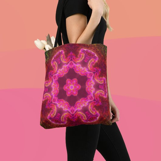 Psychedelische Kaleidoskop-Blume Rosa und Grün Tasche
