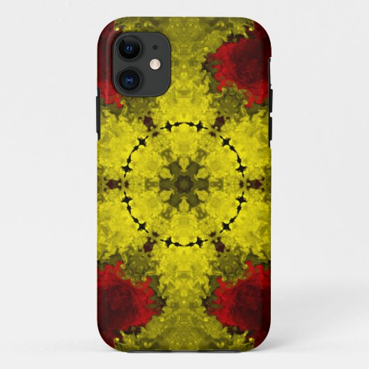 Psychedelische Kaleidoskop-Blume Rot und Gelb Case-Mate iPhone Hülle (Rückseite)