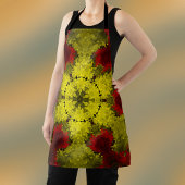 Psychedelische Kaleidoskop-Blume Rot und Gelb Schürze