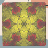 Psychedelische Kaleidoskop-Blume Rot und Gelb Steinuntersetzer