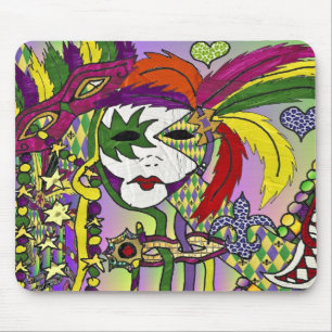 Psychedelische Karneval-Feder-Maske Mousepad