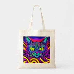 Psychedelische Katze auf einer Tote-Tasche Tragetasche