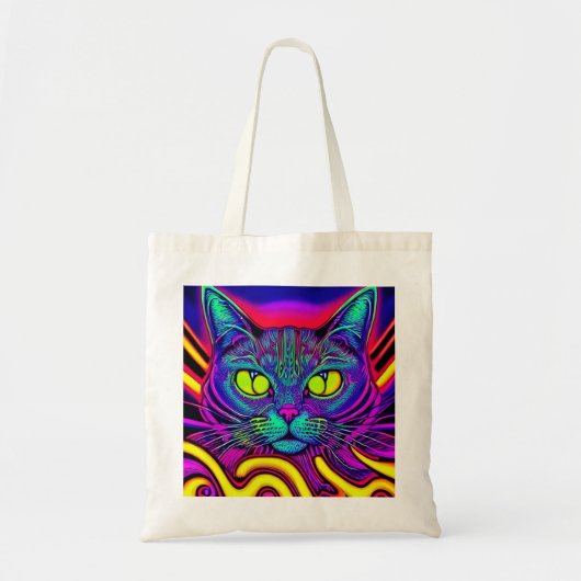 Psychedelische Katze auf einer Tote-Tasche Tragetasche (Vorne)