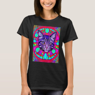 Psychedelische Katze Kätzchen im Katzenstil T-Shirt