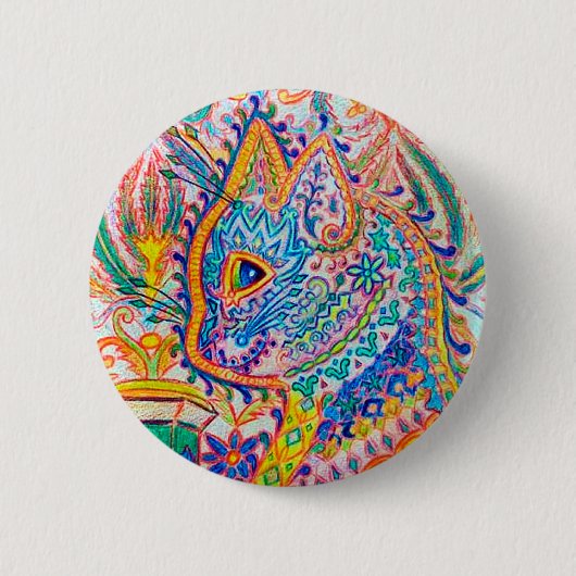 Psychedelische Katze, Louis Wain Button (Vorderseite)