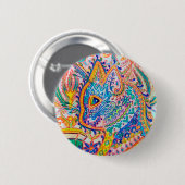 Psychedelische Katze, Louis Wain Button (Vorne & Hinten)