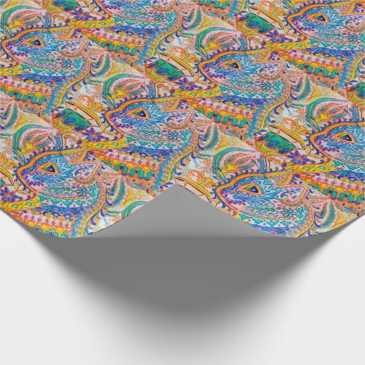 Psychedelische Katze, Louis Wain Geschenkpapier (Ecke)