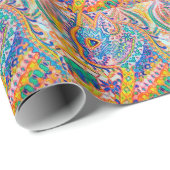 Psychedelische Katze, Louis Wain Geschenkpapier (Rolleneckpunkt)