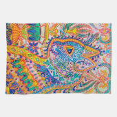 Psychedelische Katze, Louis Wain Geschirrtuch (Horizontal)