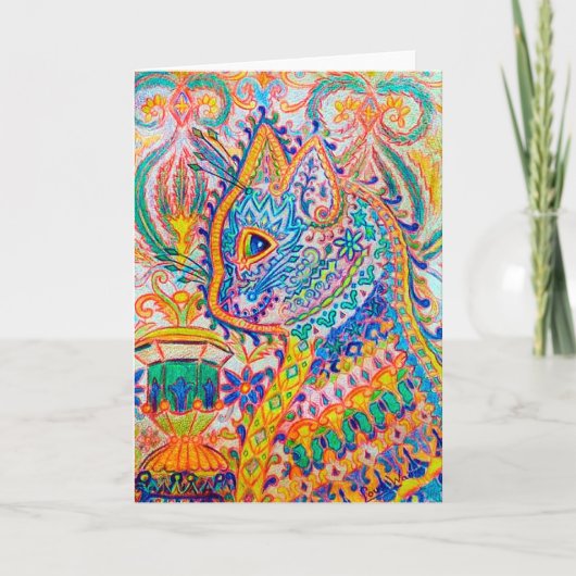 Psychedelische Katze, Louis Wain Karte (Vorderseite)