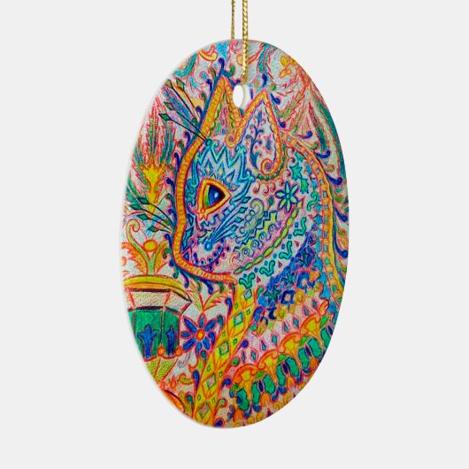 Psychedelische Katze, Louis Wain Keramik Ornament (Rechts)